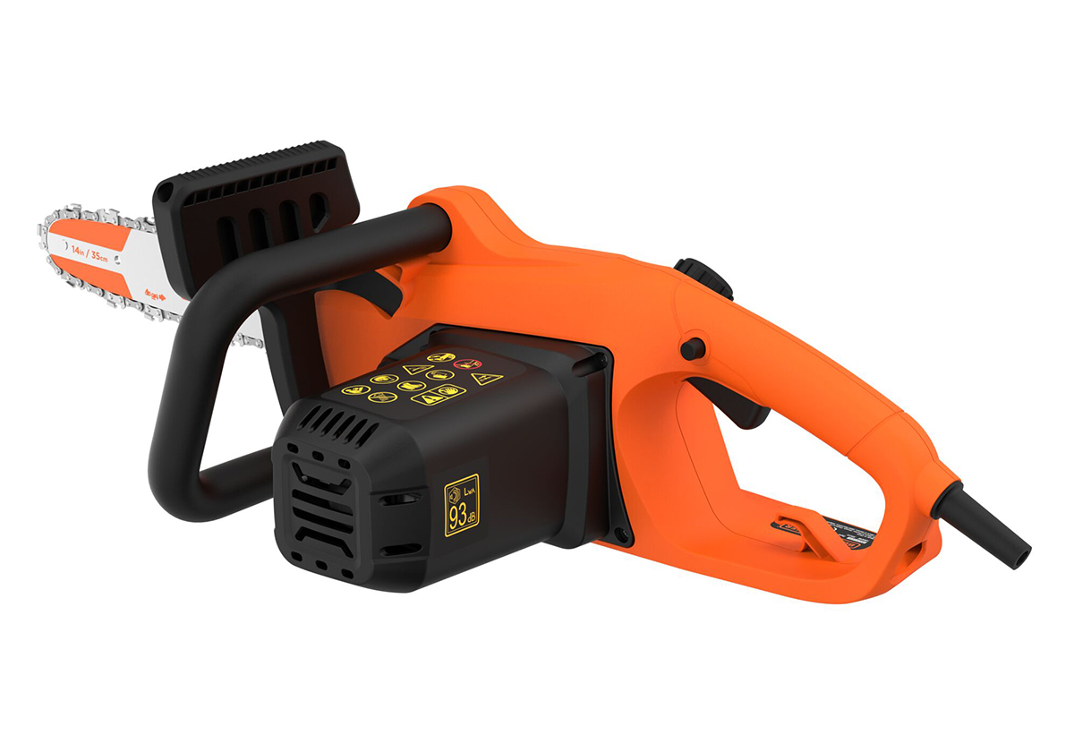 Απεικονίζεται το αλυσοπρίονο από το πλάι.